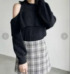 Heather ショルダーオープンプルオーバー　ブラック