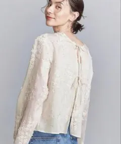 値下げ☆BEAUTY&YOUTH セルロースナイロンエンブロイダリー シャツ
