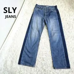 【SLY JEANS】スライ サイドバイカラー ワイドデニムパンツ 26インチ
