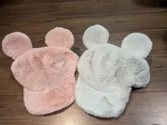 Disney RESORTのミッキー耳付きキャップ（ピンク・グレー）セット