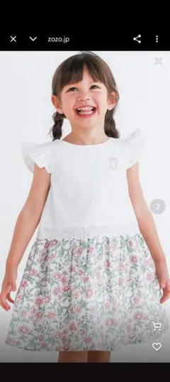 SLAPSLIP花柄スカートドッキングワンピース110 bebeスラップスリップ