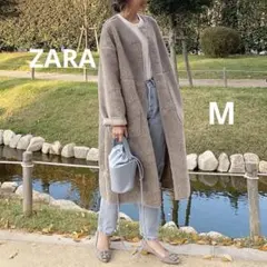 ZARA ザラ　ボアコート　ムートンコート　リバーシブル　M　グレージュ　ロング