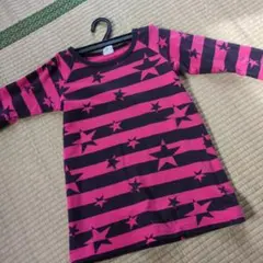 長袖カットソー ピンクと黒の星柄