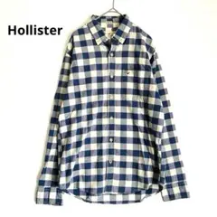 【ホリスター】Hollister メンズ　長袖シャツ　チェック柄　XS ブルー