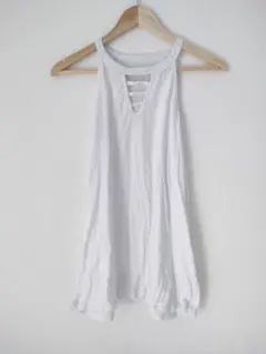 ホワイト タンクトップ ワンピース Lサイズ ロングタンクトップ