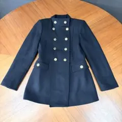 ZARA×マンテコ ナポレオンコート 金ボタン ダブルブレスト ネイビー黒 ザラ