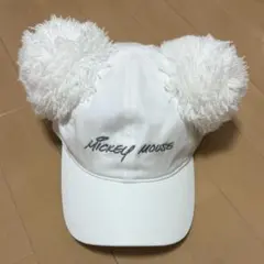 ディズニー　ミッキーマウス ポンポンキャップ ホワイト　白