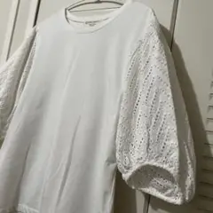 オンワードレースバルーン袖 ホワイト Tシャツ