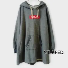 MILKFED. スウェットワンピース グレー 裏毛 ロゴ フード付き