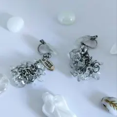 『天然石 水晶 クリスタル』ハンドメイド イヤリング (ピアス変更可)