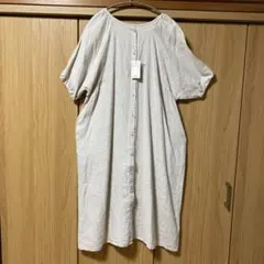 リネン七部袖前開きワンピース キナリのサムネイル