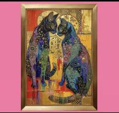水晶絵 猫 ネコ キャット 招き猫 金運 アニマル アートパネル 絵画