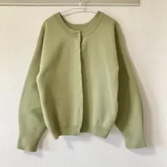 kbf カーディガン　オーバーサイズ　ボリュームスリーブ　グリーン