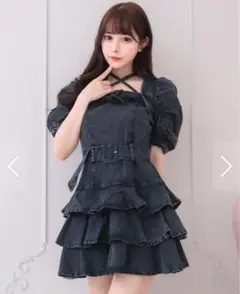 ♡ pium プリーツベルトデニムミニワンピース ブラック ♡ プリーツベルトデニムミニワンピース – pium