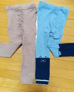 犬柄猫柄　秋冬用ズボン　80-90cm　2枚セット