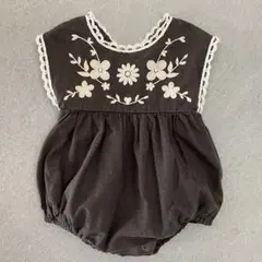 【monbebe】　ロンパース　フラワー　レース　S