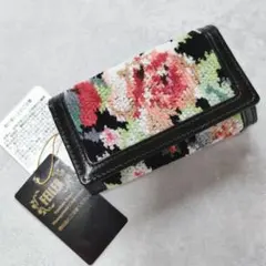 明日・火曜までお得❣️【レア】フェイラー FEILER キーケース 刺繍 花柄