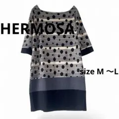 HERMOSA ハモサ ドット柄 チュニックワンピース M〜L 七分袖