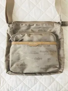値下げ★マリクレールフォーラム ショルダーバッグ ベージュ 軽量 ナイロン ロゴ