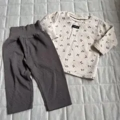 ベビー　パジャマ　さくらんぼ　西松屋　長袖　80cm　ブラウン　ベージュ　女の子