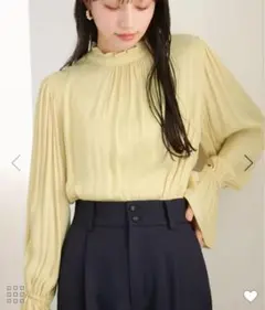 前後2way 割繊ピンタックブラウス　VIS イエロー