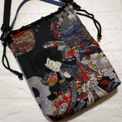 3way　和風浮世絵　信玄袋巾着　和柄ショルダーバッグ　お祭りバッグ和装かばん