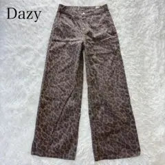 DAZY ダイジー ヒョウ柄 レオパード ワイドレッグパンツ デニムパンツ Sのサムネイル