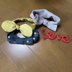 ヘアアクセサリー 3点セット（イエロー・ネイビー・グレー）