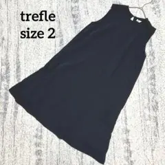 【トレフル】ワンピース ノースリーブ ひざ丈 黒 2 プリーツ 上品 プリーツのサムネイル