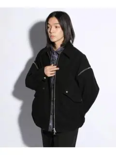 HARE ウーリーテックショルダーZIPブルゾン ブラック small