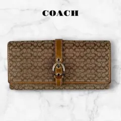 COACH 長財布　ミニシグネチャー　キャンバスxレザー
