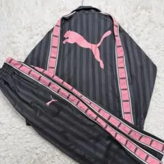 PUMA プーマ ジャージ セットアップ デカロゴ サイドテープ グレー ピンク