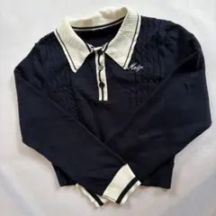 SHEIN ポロカラー 長袖 ニット ブラック