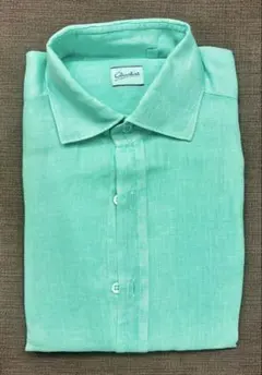 【Glanshirt】長袖リネンシャツ ミント緑 メンズM 麻100%