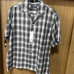 BACK NUMBER 半袖シャツ チェック柄 グレー Mサイズのサムネイル