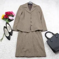 G8021*ROPE ロペ☆スカート☆スーツ☆セットアップ☆茶ブラウン☆9