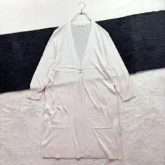 ✨グローバルワーク【S】生成り ロングカーディガンポケット付き 春秋 体型カバー