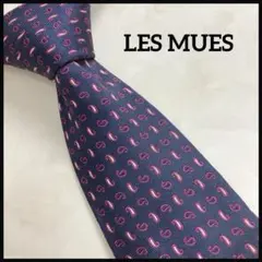Les Mues レミュー ネクタイ ペイズリー柄 マガ玉 シルク 日本製 紺紫