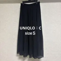 ユニクロ:C シフォンプリーツ　ロングスカート　黒　Ｓ