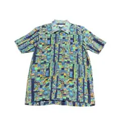 総柄シャツ　半袖　シースルー　ヴィンテージ　古着　M 8#e