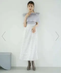 セルフォード 新作 美品 フラワー プリント タック フレア スカート