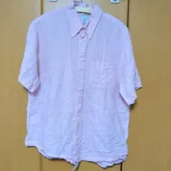 BROOKS BROTHERS 半袖ボタンダウン リネンシャツ L ピンクのサムネイル