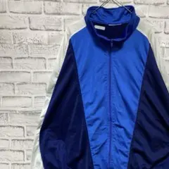 ジャージ　トラックジャケット　ブルー2XLオーバーサイズ818