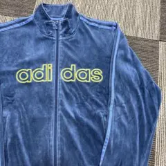adidas アディダス ベロアトラックジャケット ネイビー 刺繍 ロゴ