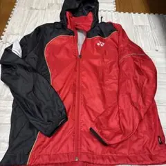 YONEX フード付きジャケット M レッド/ブラック　上下セット