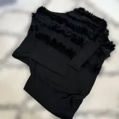 THE FIRSTニット黒ラビットファー