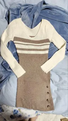 LIP SERVICE　背中あきリブニットミニワンピース