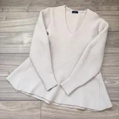 2022 SHIPS洗えるカシミヤ ペプラムプルオーバー Aライン　シップス