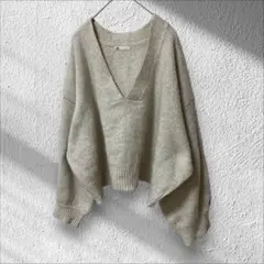 【ジャバ】Java Vネックショート丈ニット ゆったり ドロップショルダー L