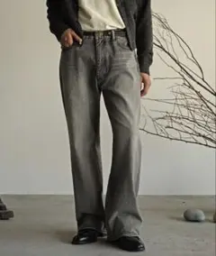 〈shiun〉　FLARE SLUB DENIM PANTS